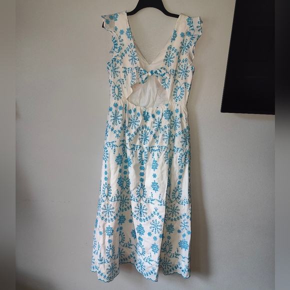 Lilly Pulitzer $328 Lillyanne Neon Turquoise Oasis Tie Back Midi Dress - Picture 10 of 17